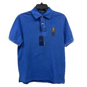 Polo Ralph Lauren Mens Small Weathered Classic Fit Explorer Bear Mesh Polo Shirt